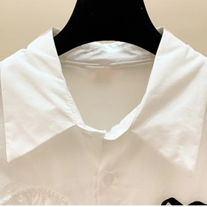 Turn Down Collar Loose High Street Shirts Vintage Spring Spring  Fashion Blouses Contrast Color Bowknot Single-breasted Bowknot