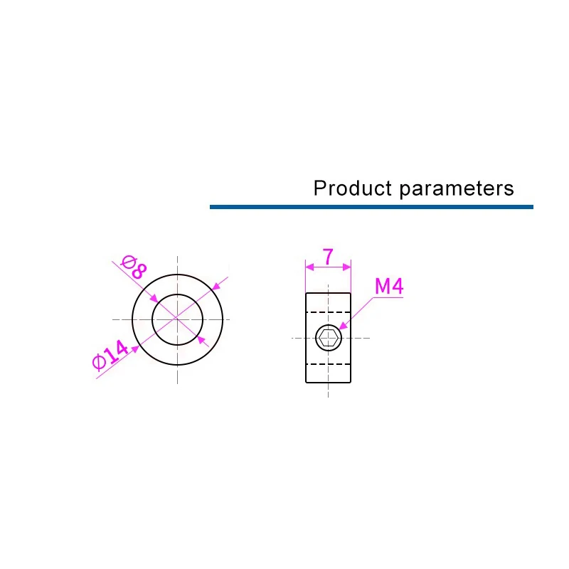 2pcs/lot Lock Collar T8 Lead Screw Lock Screw Lock Ring Lock Block 8mm Isolation Column Spacer Heigth 7mm 3D Printer Part