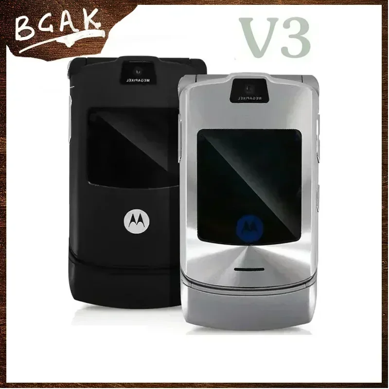 Hot Universal MOTOROLA RAZR V3 Refurbished Hight Quality Unlocked Clamshell Bluetooth Mobile Cell Phone GSM 1.23 MP Camera 850/9