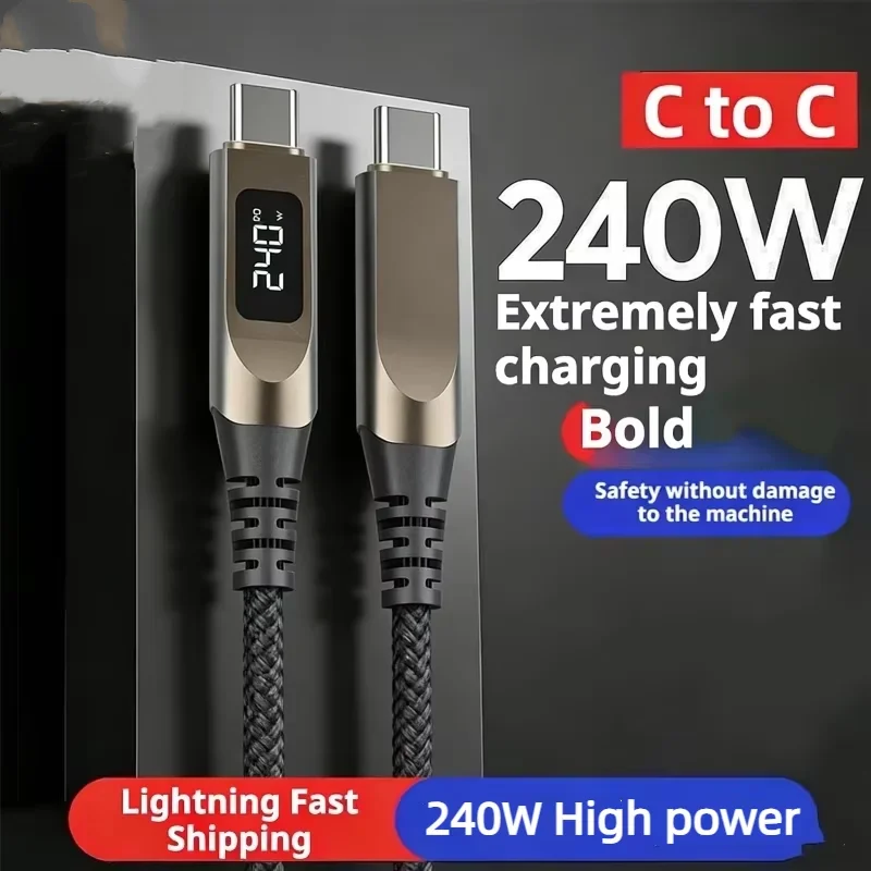 شاشة ديجيتال ذكية شحن سريع كابلات من النوع C من النايلون المنسوج في الوقت الحقيقي عرض الطاقة لهواوي سامسونج ممن لهم فيفو Xiaomi