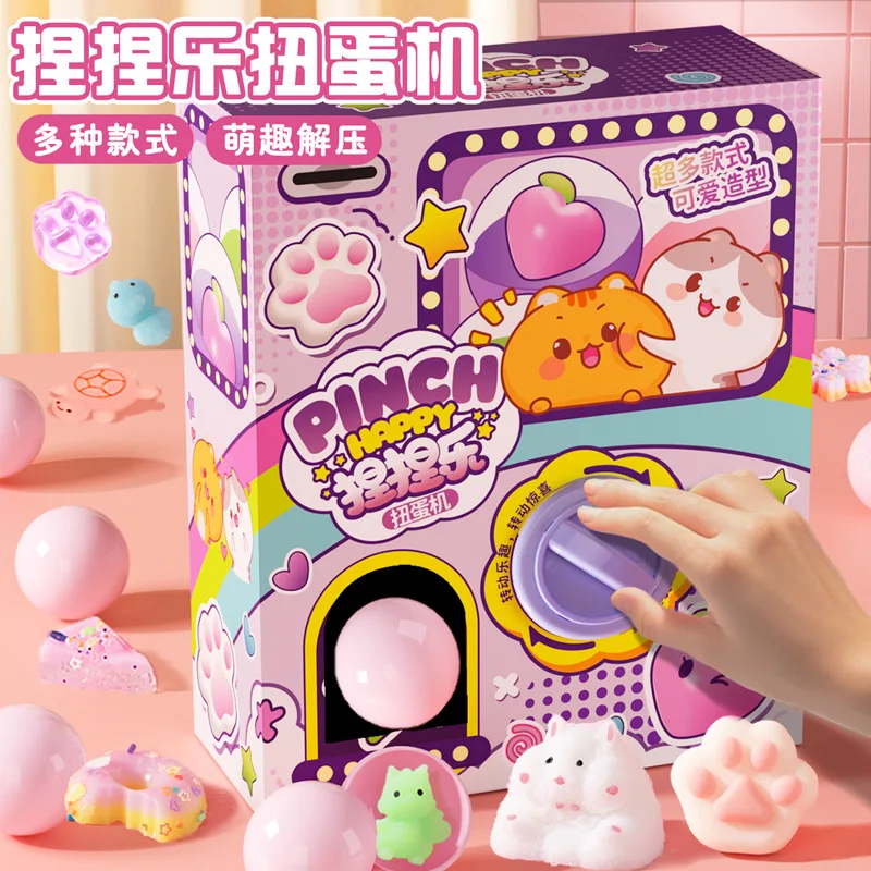 New Cartoon Stress Reducing Kneading Gacha Machine Blind Box Toy DIY Play House Puzzle Children’s Birthday Gift