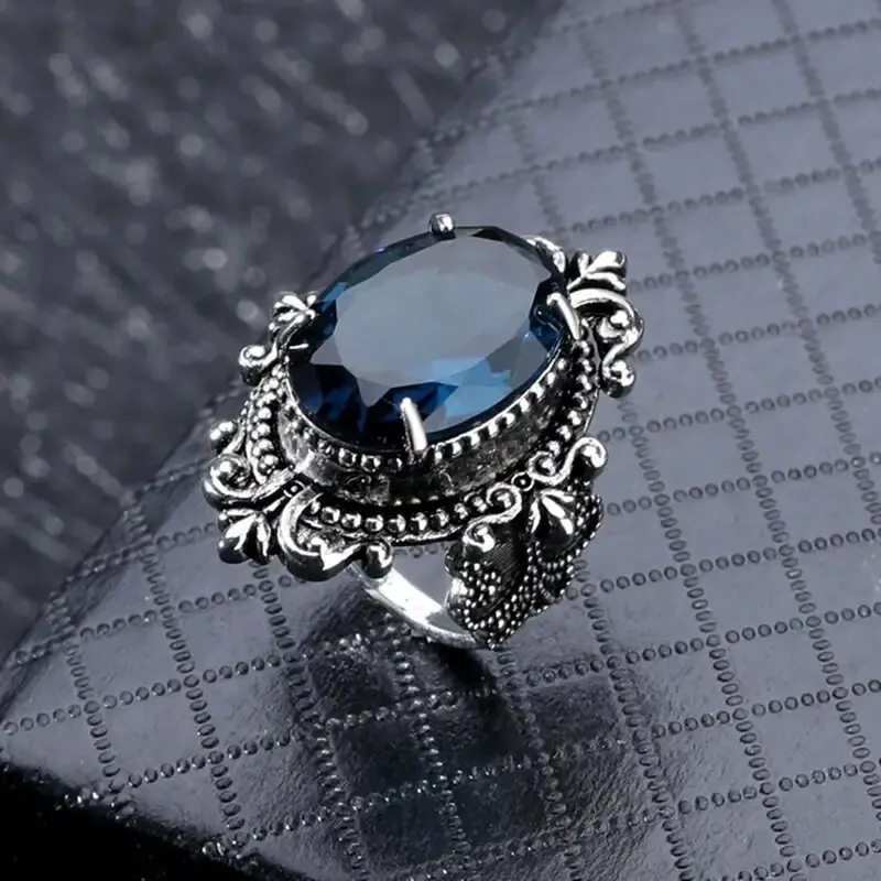

Кольцо Royal Vintage Mirror Blue Ring, экстравагантное модное украшение из сплава для женщин, элегантный аксессуар