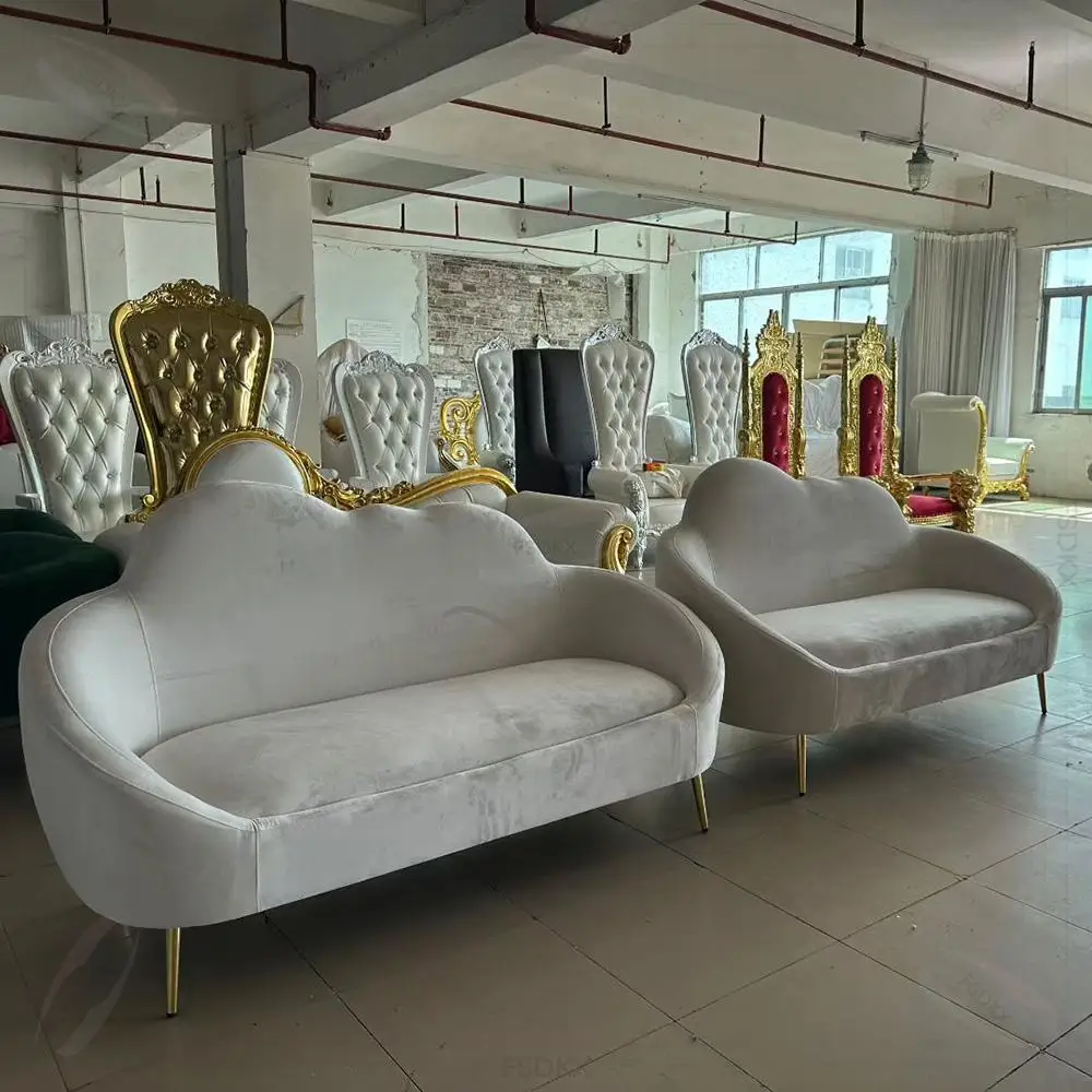 حار بيع فندق الزفاف استقبال المرحلة الديكور Loveseat الأبيض أريكة مخملية #2