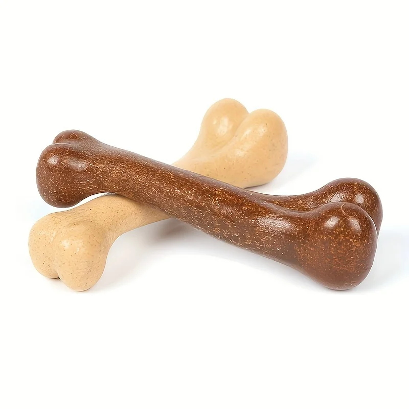 1pc Dog Durable Chew Toy, Bone Shaped Beef Flavored Dog Interactive Play Toy, Teeth Cleaning Training Toy Pet Supplies