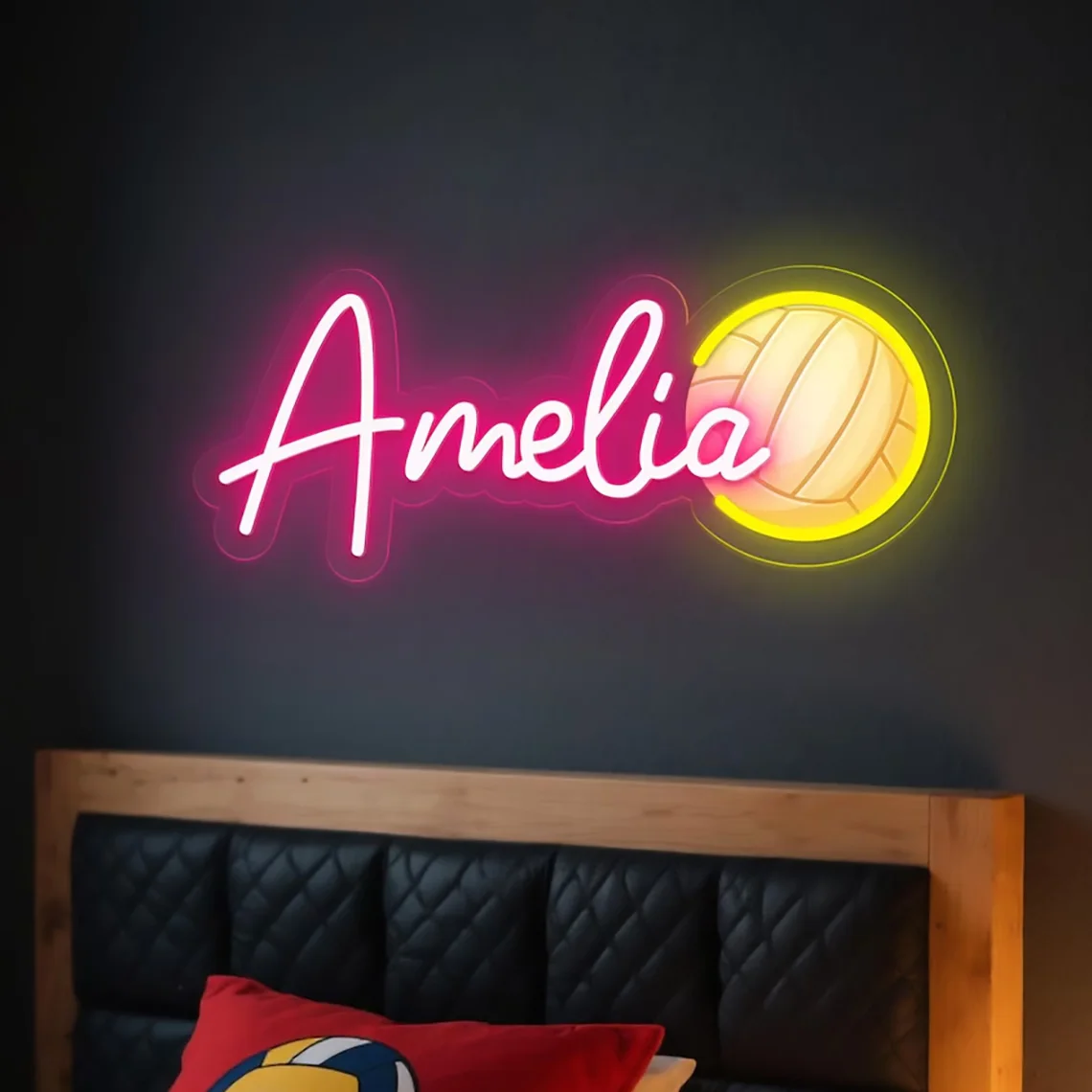 Custom Tennis Ball Neon Soccer Name Sign Baseball Football Sign Bedroom Decor Gifts for Kids Art Sign Personalized Gift