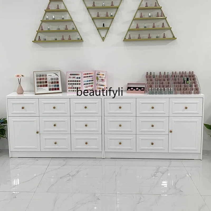 Nail Polish Low Locker Low Cabinet Storage Display Cabinet Floor Nail Salon Collection and Storage Nail Polish Glue Wall Cabinet