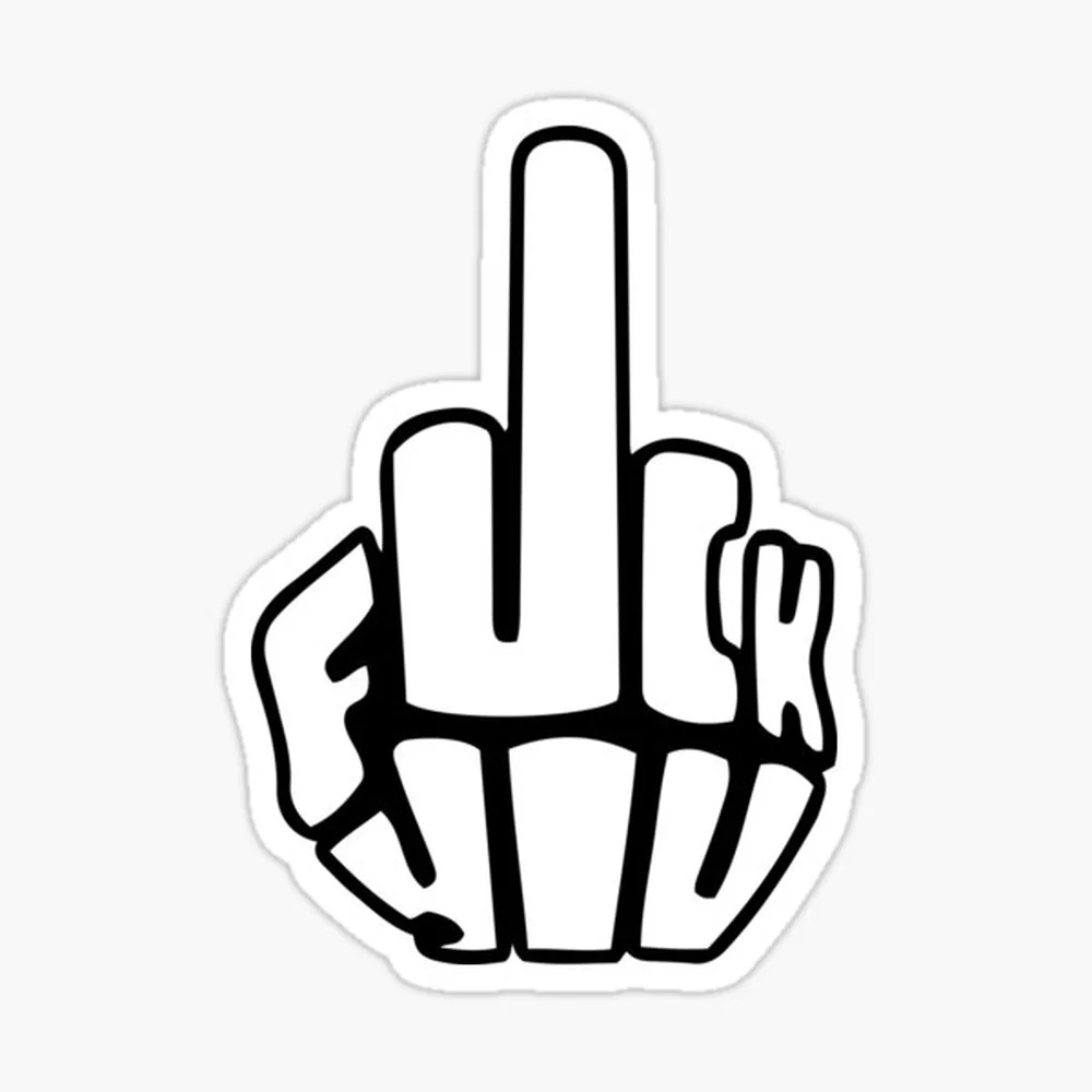 Middle Finger Sticker for Laptop Decor Bedroom Car Cute Cartoon Art Fashionable Public Suitcase