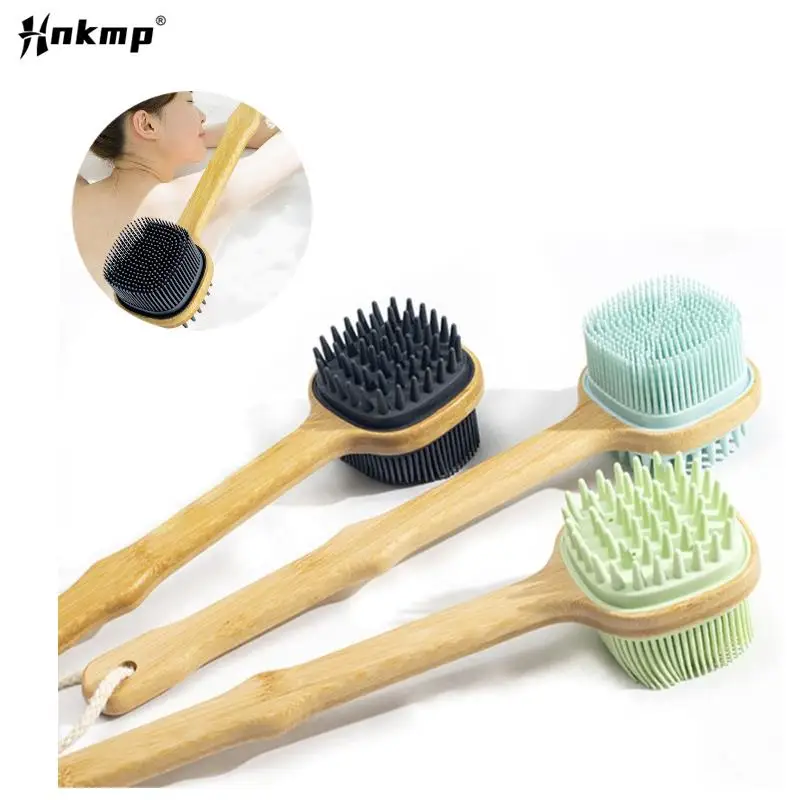 

Natural Bristles Back Scrubber Shower Brush With Detachable Long Wooden Handle Dry Skin Exfoliating Body Massage Cleaning Tool