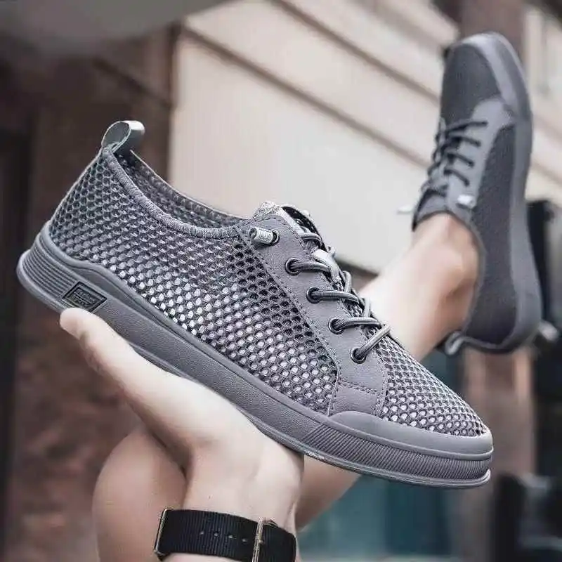 

Beijing Comfortable Breathable Mesh Shoes Men's Lightweight Summer Casual Thin Model Embossed Mesh Shoes Slip-On round Toe