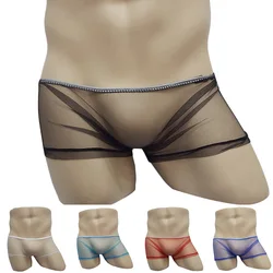 Sexy Men's Transparent Boxer Shorts And Underpants Tulle Low Rise Briefs Underwear Ultra-Thin Breathable Boxers Man Pack