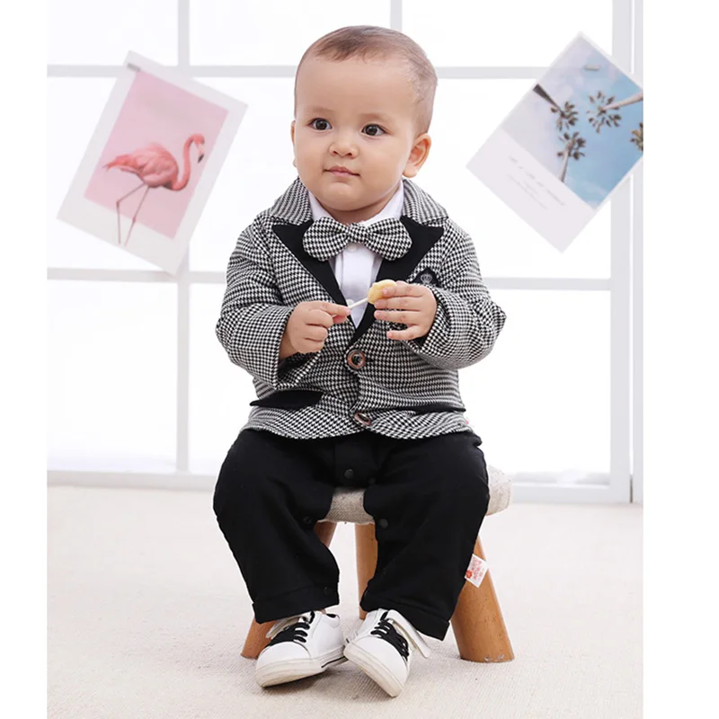 Baby Boys Gentleman Outfits Suits Clothing Spring and Autumn Baby Jacket Rompers 2PCS Suit Boutique Kids Clothing