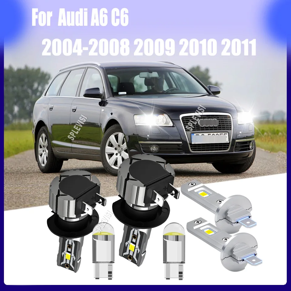 

H1 H7 LED Headlight Bulbs Combo Perfect Beam Alignment No Glare For Audi A6 C6 2004 2005 2006 2007 2008 2009 2010 2011