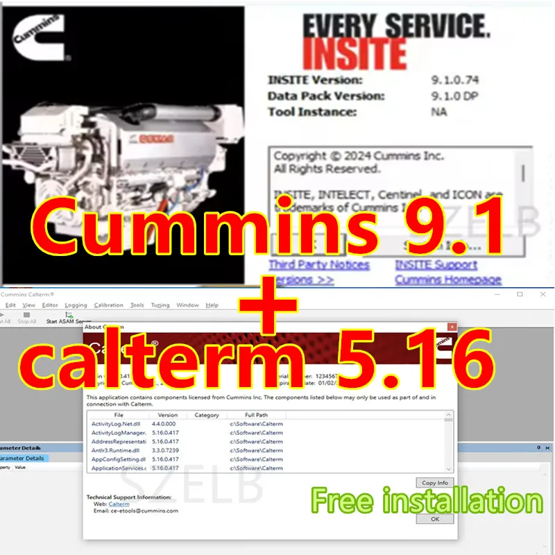 

Newest CUMMINS INSITE V9.1/8.9 + calterm 5.16 software Engine Diagnostic Software Fault Code Engine Tests Adjustment Remove ECM