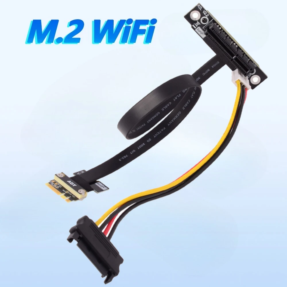 

M.2 WiFi A.E Key A+E To PCI-e 4x X4 Riser Extender Adapter Card Ribbon Gen3.0 Cable AE Key A E For PCIE 3.0 X1 X4 X8 X16 M2 Card