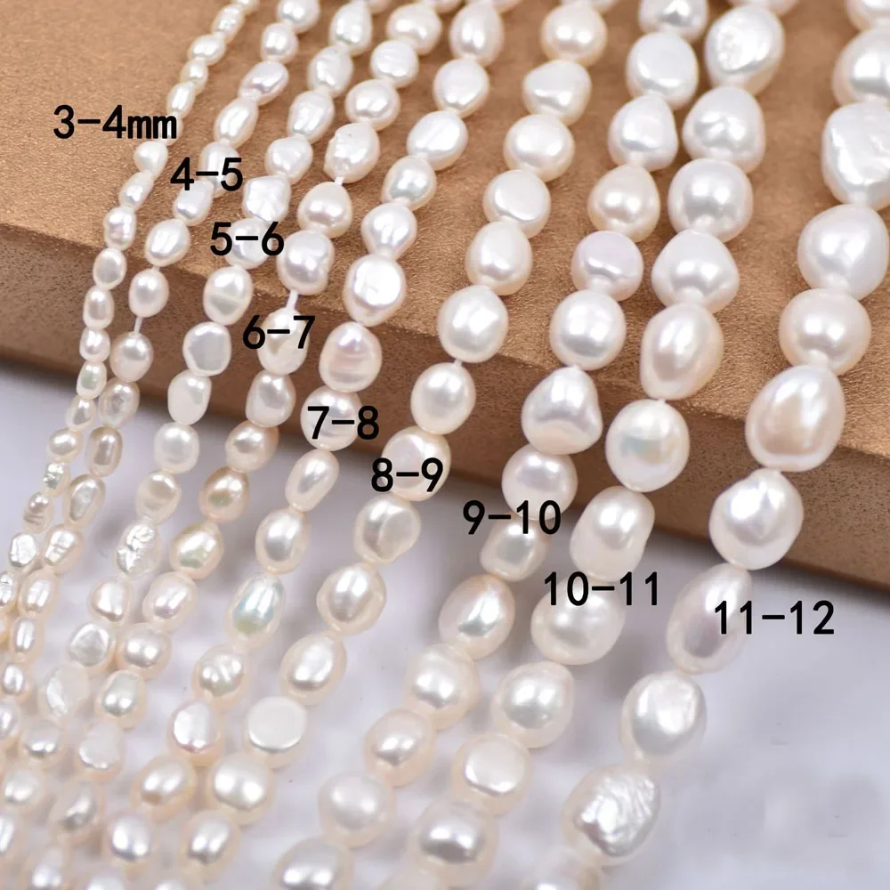3-10mm Glossy Two Side Light Straight Drilled Natural Freshwater Baroque Pearls Premium Loose Beads For Handmade Jewelry Gifts