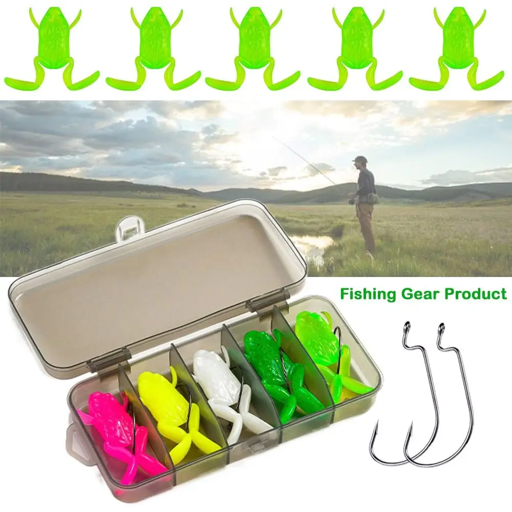 5pcs Simulated Fake Bait TPE Soft Frog Fishing Lures Mix Color 5g 10g Fishing Gear Product Lure Jigging Frog-Like Stance Lure