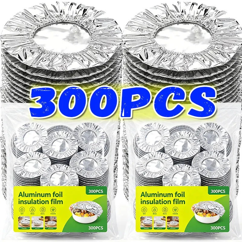 10/300pcs Aluminum Foil Cover Reusable Heat Insulation Heat Preservation Food Grade Keep Food Fresh Oven Kitchen Takeaway Picnic