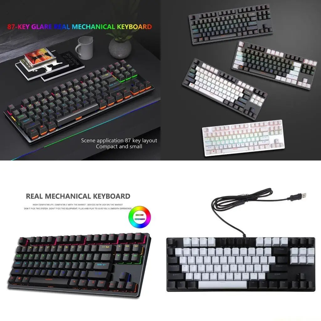Mechanical Feeling Keyboard Ultra-Slim Rainbow LED Backlit Keyboard for Desktop