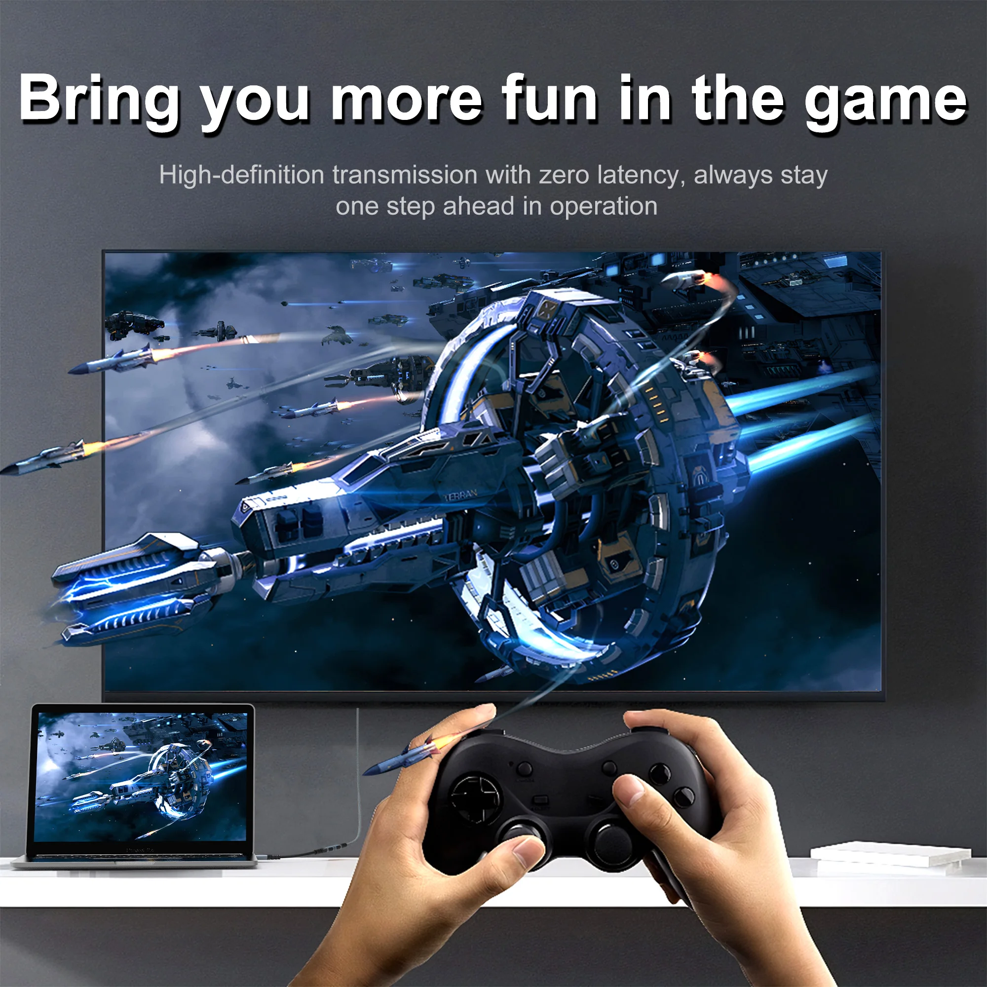 كابل تمديد HDMI 2.1 8K@60 هرتز ثنائي الاتجاه 48 جيجابت في الثانية يدعم 4K@120 هرتز HDR ديناميكي متوافق مع تلفزيون Roku/PS5/HDTV/Blu-ray