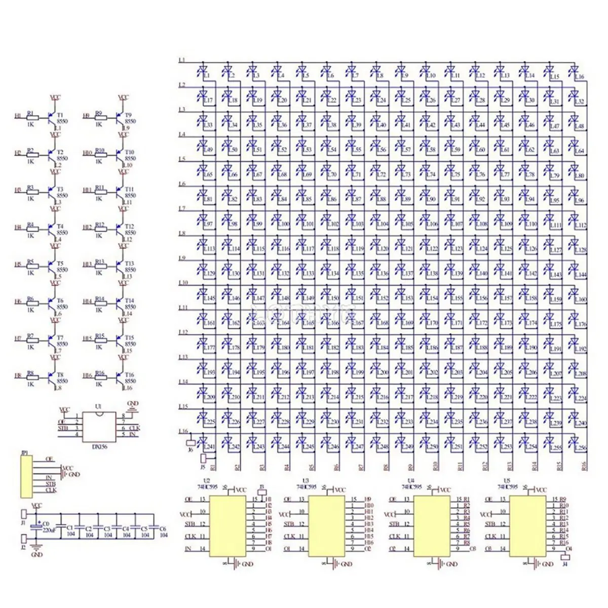 《Factory Direct》DIY Electronic Kit 256 LED Dot Matrix Advertising Screen Kit Light-Emitting Diode SMD Soldering Component Traini