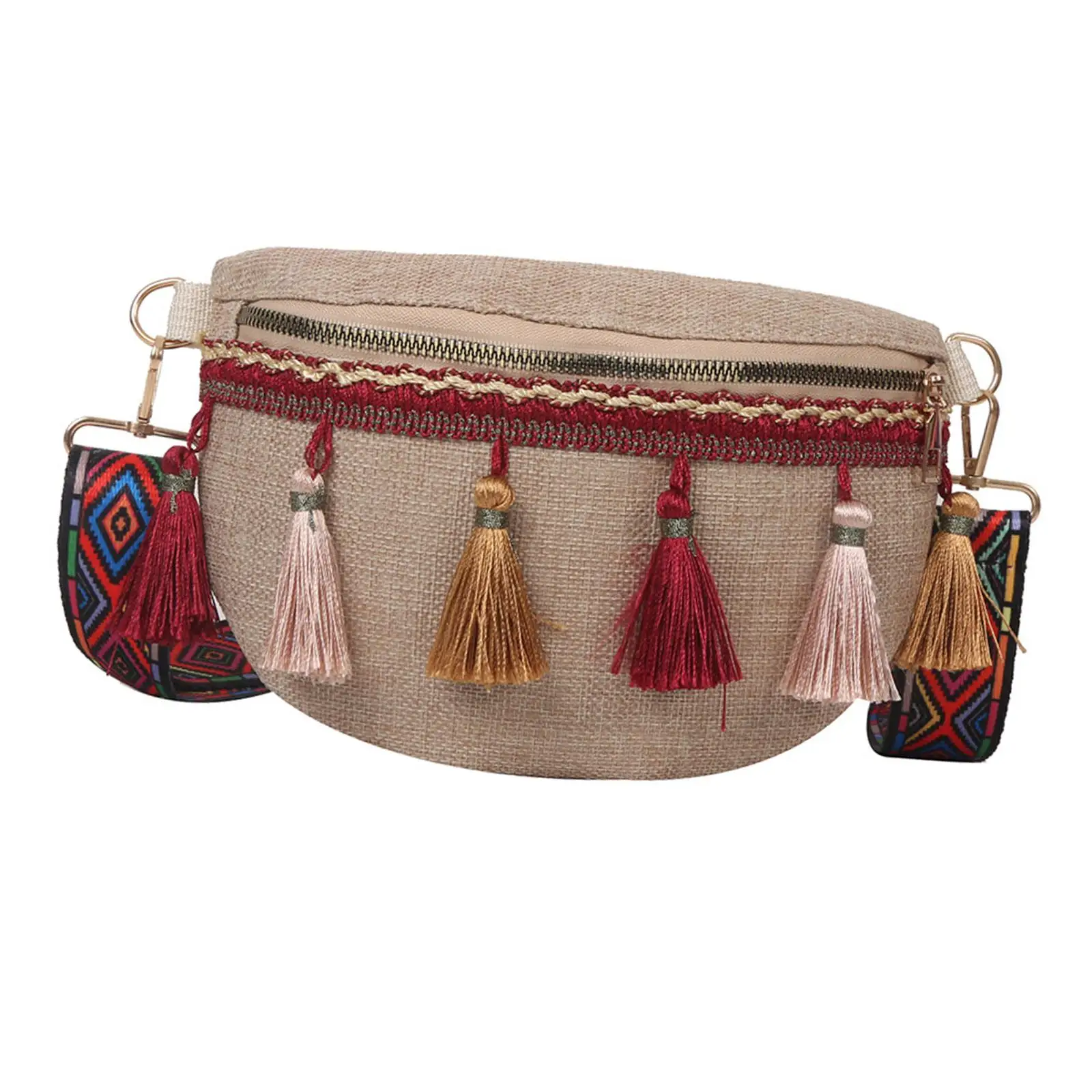 Boho Fanny Pack Fashionable Satchel Bag Ethnic Crossbody Bag Belt Bag Waist Bag for Festival Beach Commuting Holiday Travel