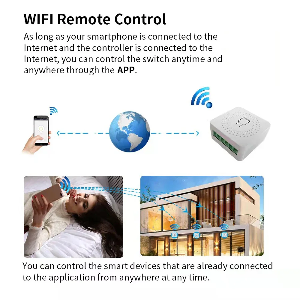 Wifi Mini Smart Switch 16A interruttori della luce fai da te casa intelligente Wireless a 2 vie con Tuya Smart Life EweLink Alexa Alice Google Home