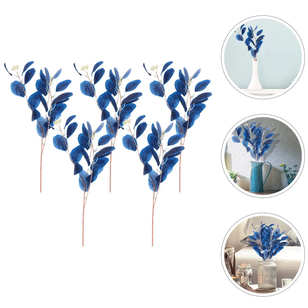 

5Pcs Artificial Eucalyptus Stems Faux Eucalyptus Vivid Simulation Leaves Home Wedding Party Decor Artificial Plant Adornments