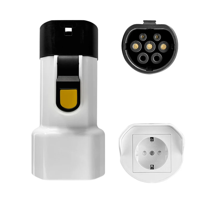 EVqiaoyi Type2 V2L Ontlader Adapter 16A 3.5KW Type2 Auto Ontlading Plug met EU Socket voor Camping, BYD Jaecoo MG Renault - afbeelding 2