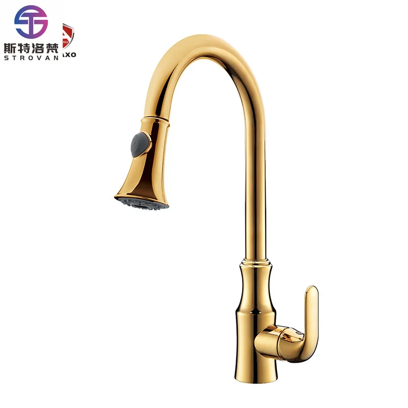 

European Quality Single-Handle Pull down Kitchen Faucet Spring Loading Pre-Rinse Design suitable for Hotels Hospitals Bathrooms
