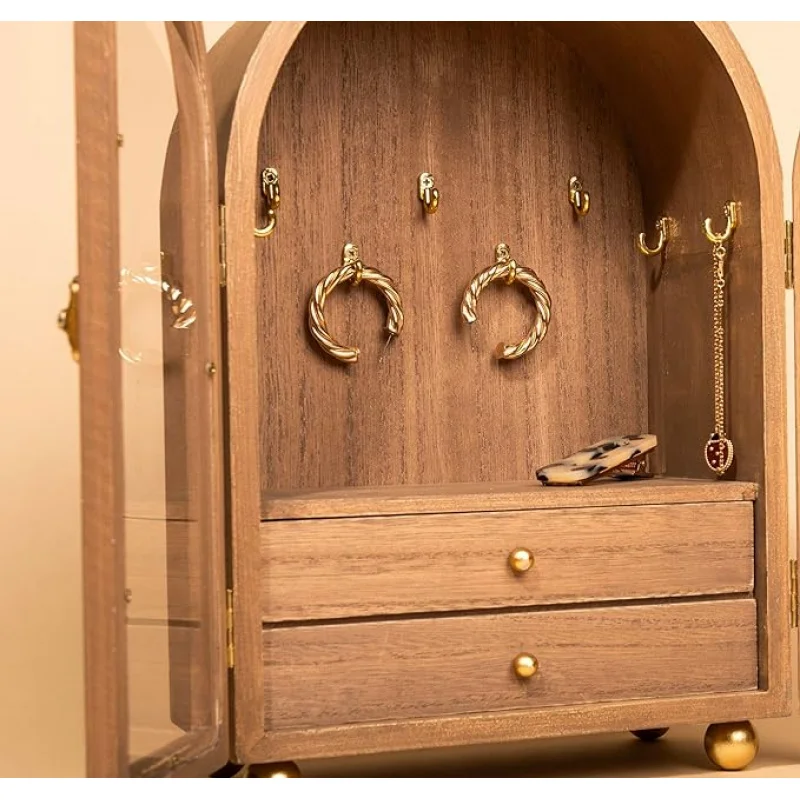 custom.High Quality Jewelry Storage Box Birthday Cabinet-shaped Storage Box with Door and-tone Hook