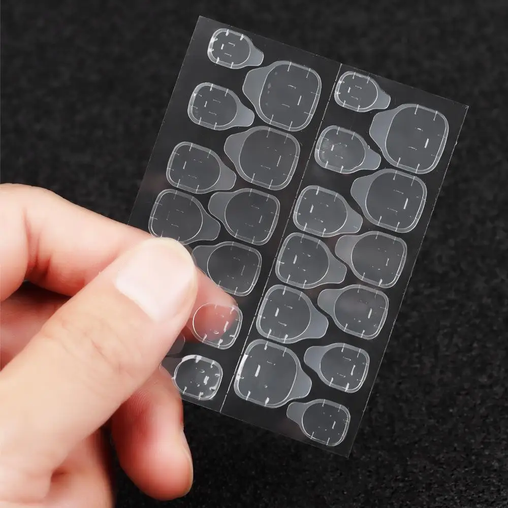 2/5/10Sheets Transparent Ultra Thin Double Sided Adhesive Stickers False Nail Extension Tool 24pcs/Sheet