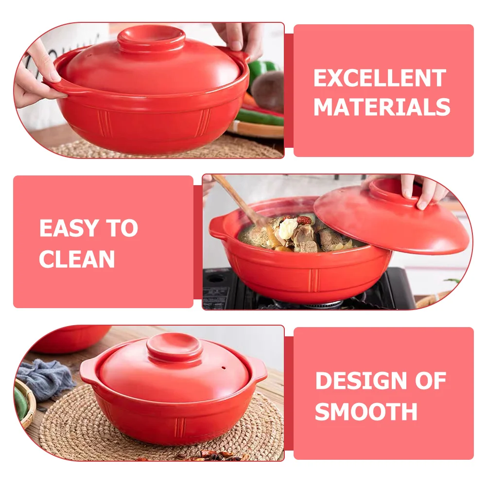 

Easy to Clean Pot Casserole Dishes Nonstick Food Stewing Pan with Lid Kitchen Helper