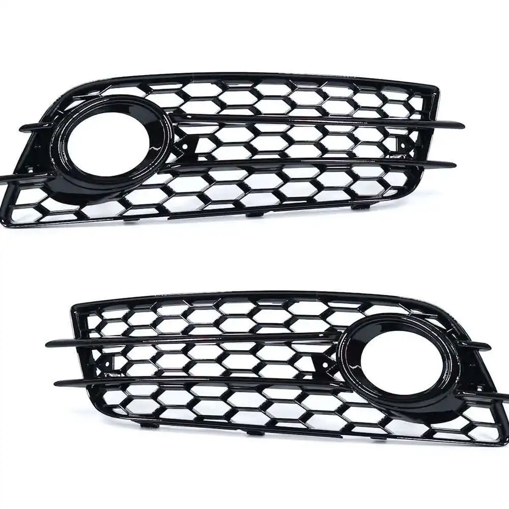 Car Front Bumper Fog Light Lamp Grille Grill Cover Mesh Honeycomb Hex For Audi A4 B8 S-Lines S4 2008-2012 8K0807681C 8K0807682C