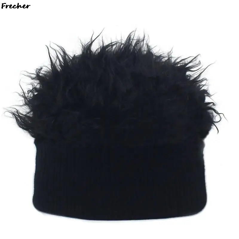 Hair Integrated Wig Hat Women Men Club Party Headwear Winter Brimless Beanie Colorful Hairs Knit Caps Rock Hip Pop Baggy Caps