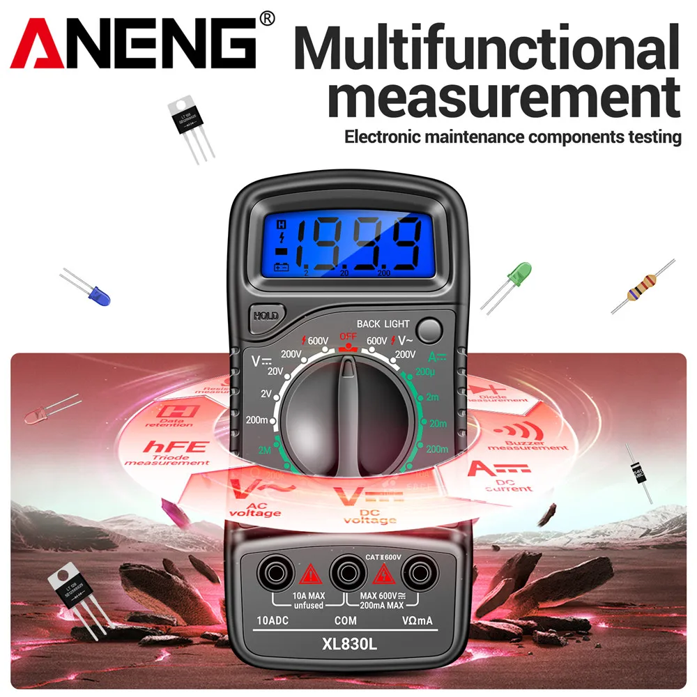 ANENG XL830L Digital Multimeter AC/DC Voltmeter Current Diode Triode Meter Tester Resistance Electronic Test Tools