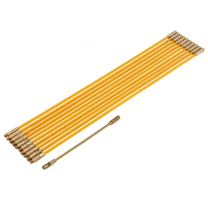 AB41-3 Set Cabling Rods Fish Tape 10.83FT Fiberglass Electrical Cable Threader Running Puller In Case 10Rods X 33Cm