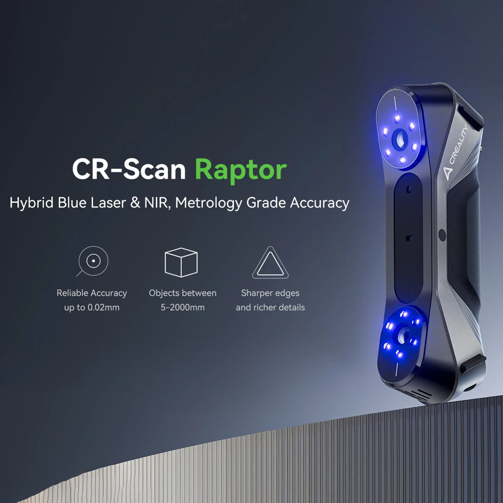 Creality 3D CR-Scan Raptor Scanner 3D de múltipla linha azul e NIR para impressão 3D Scanner portátil de até 60 FPS de digitalização