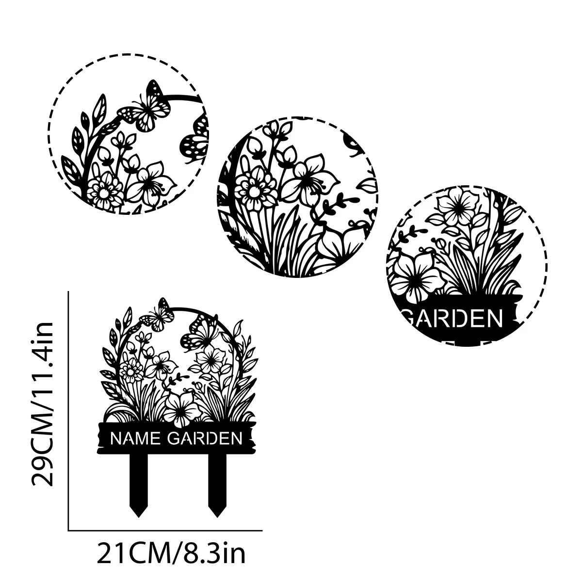 Custom Metal Garden Sign, Flower Sign with Stakes, Personalized Garden Name Sign, Lawn Signs, Outdoor Metal Sign, Garden Decor