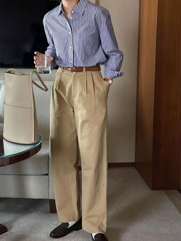 

Time Jane Women's Casual Pants Spring New Allmatch Simple S Cleanfit Sle Low Waist PVC Material Casual Trousers for Ladies