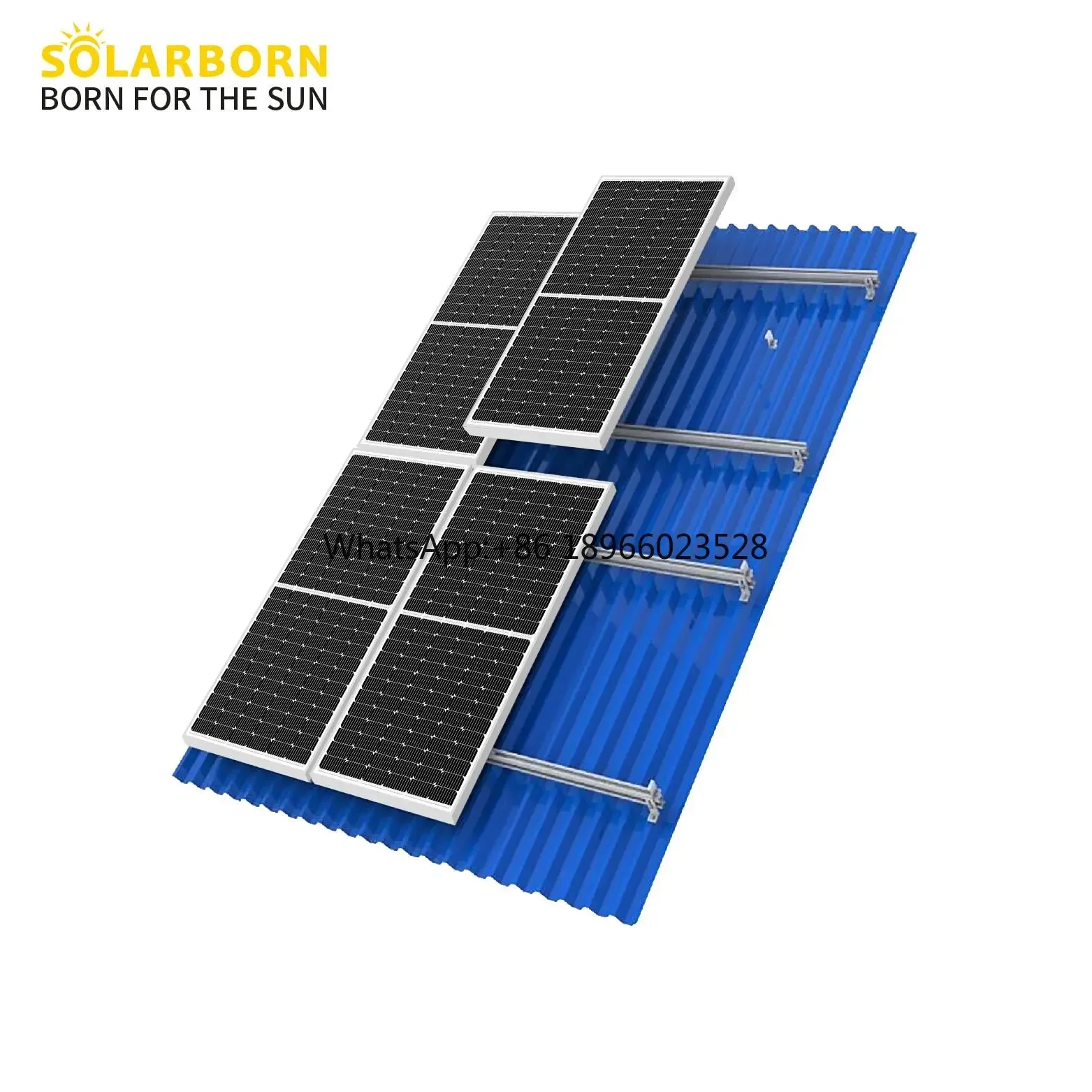 Solarborn customized pitched corrugated tile holding brackets system for home carport farm