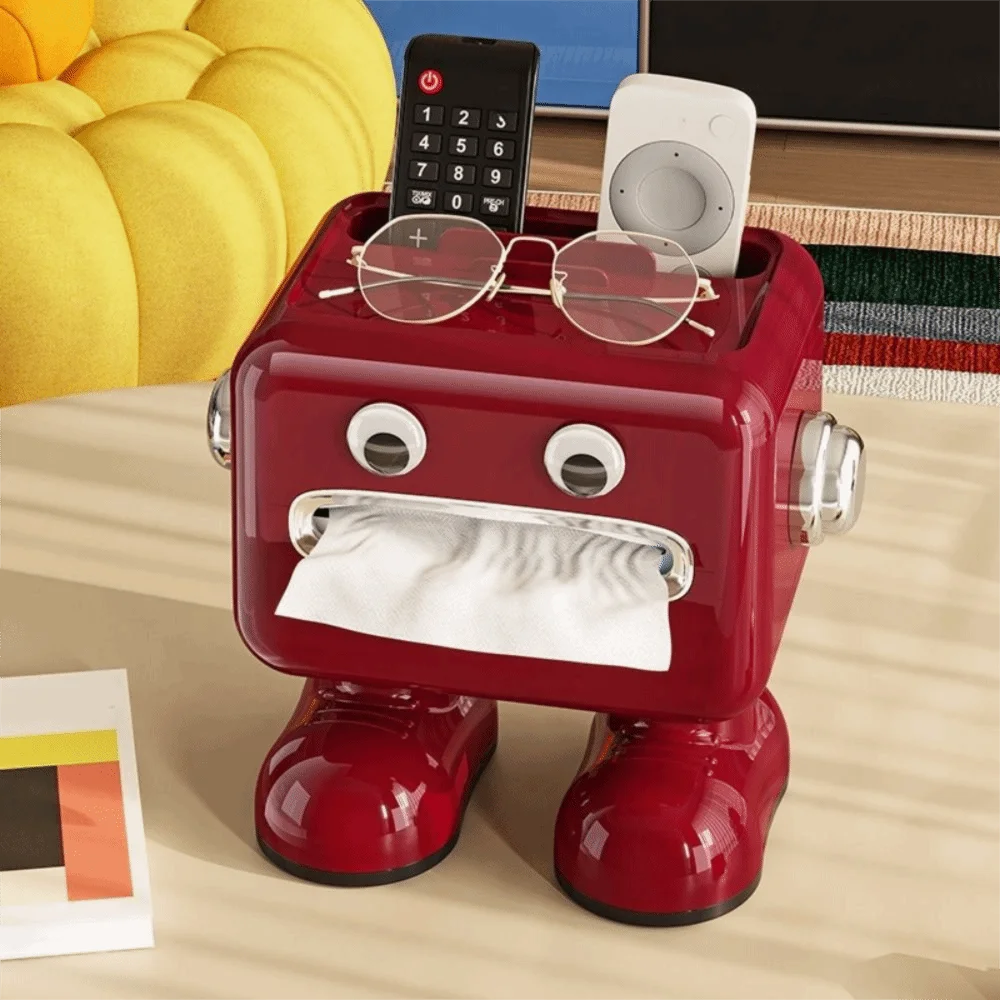 Cartoon-Taschentuchbox mit großer Kapazität, niedliche dekorative Servietten-Aufbewahrungsbox mit Telefonhalter, platzsparender Papierbehälter für den Heimgebrauch