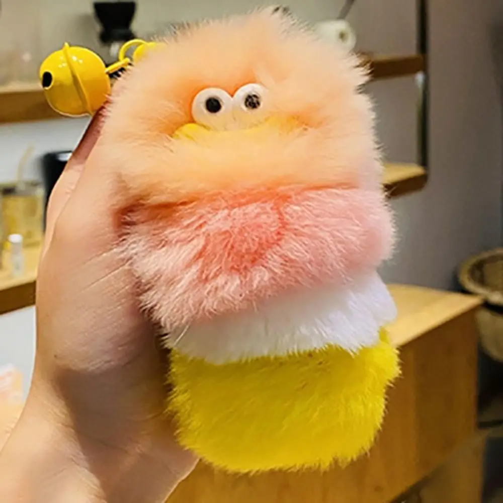 Animal Plush Caterpillars Keychain Fluffy Creative Colorful Plush Keyring Cute Kawaii Cartoon Bag Ornaments Birthday