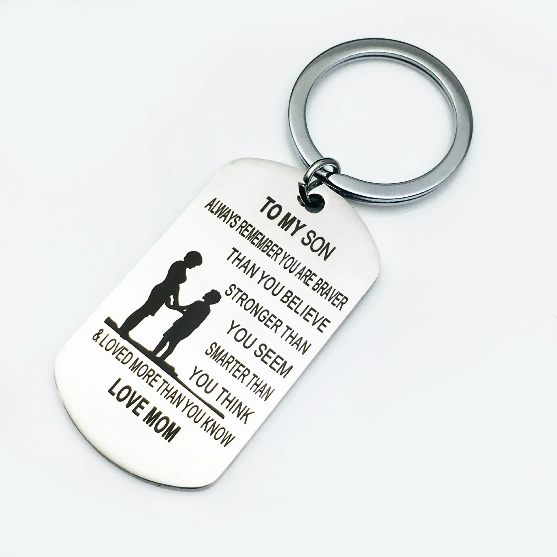 Charm Son Inspirational Keychain Pendant Key Chains To My Son Always Remember You Are Braver Stronger Smarter Than You Believe