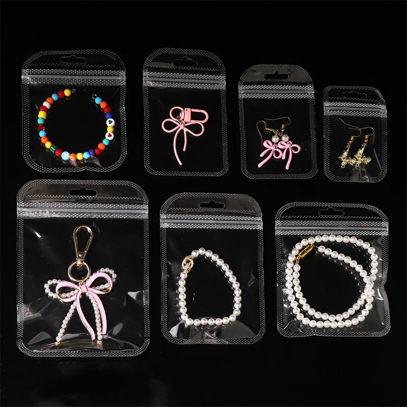 50Pcs Transparent PP Round Corner Self Sealing Bags Clear Plastic Reusable Zip Lock Jewelry Packaging Bag Dust Proof Storage Bag