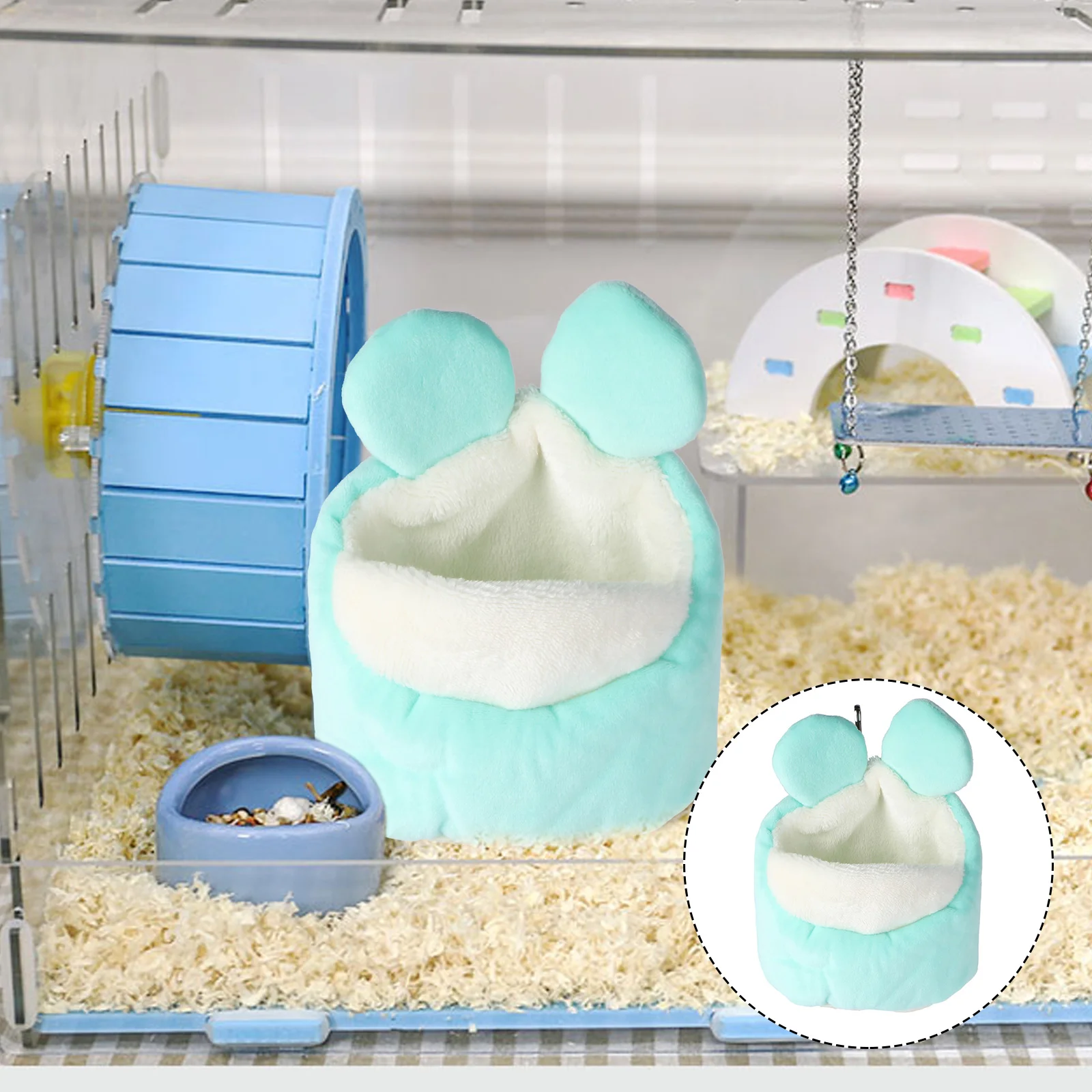 

Mini Plushies Hamster Nest Warm House Guinea Pig Small Pet Den Ferrets Blue Sleep