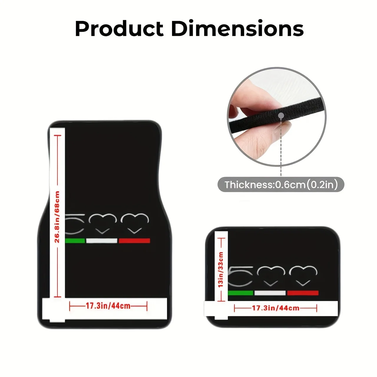 مجموعة مكونة من 4 سجادات أرضية سيارة ممتازة تتميز بتصميم كلاسيكي لـ 500 شعار - مناسبة لجميع موديلات المركبات، عالمية للجبهة #2