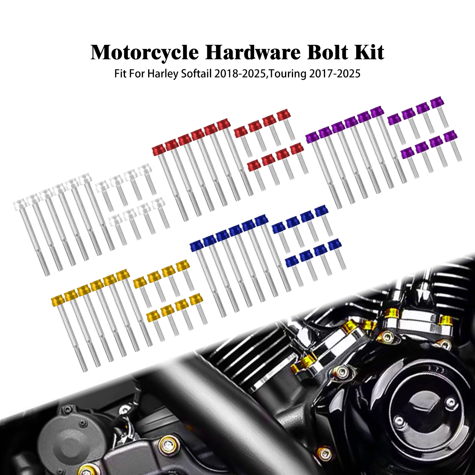 

Motorcycle Engine Bolt Kit Cylinder Screw Cap Head Cover For Harley M8 Softail Breakout Touring 2017-2025 Fastener Hardware Kit