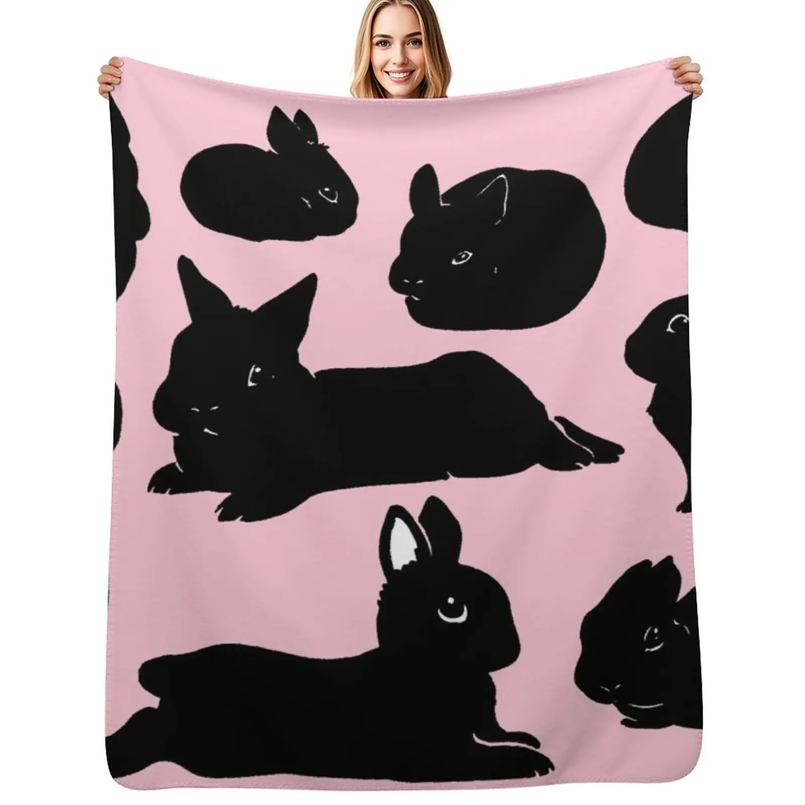 

Black Bunny Collection Throw Blanket Sofa Throw Travel Soft Decorative Throw Blankets