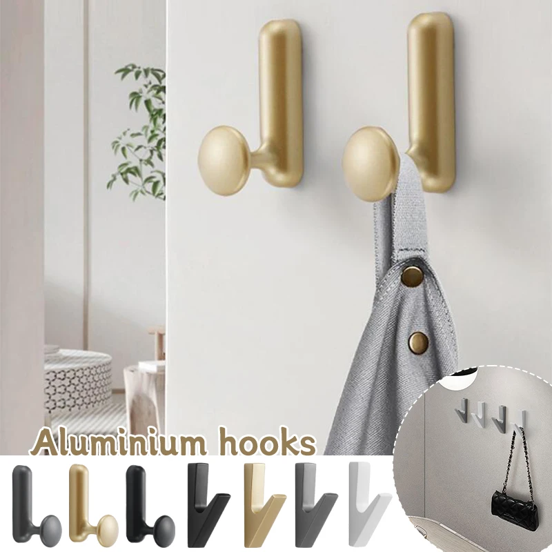 4 Pcs Nordic Creative Aluminum Alloy Clothes Hook Cloakroom Bedroom Entrance Wall Hooks Key Hat Bag Coat Towel Hook