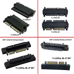 SATA 22Pin Male Female 90° Adapter 7+15P Male Female SATA Power Data Adapter 22P Adapter